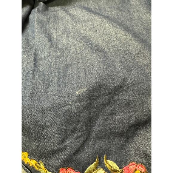 Peek Girls Size Large 10 Chambray Embroidered Floral Dress Blue Long Sleeve - Picture 6 of 6